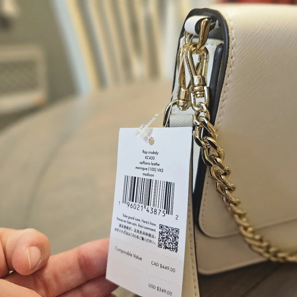 Kate Spade Ivory Crossbody Bag with Gold Chain NWT - Picture 4 of 11